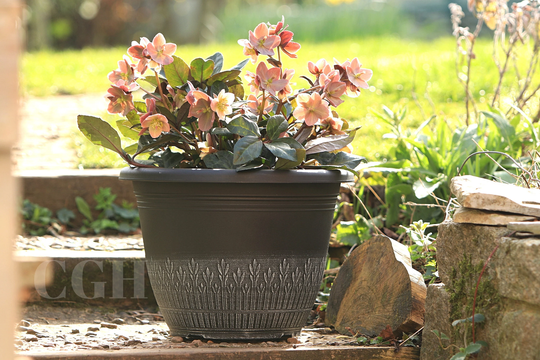 Large Round Planter Pot Garden Wheat Bundle Brushed White Stone Look 41cm Outdoor Patio Tub