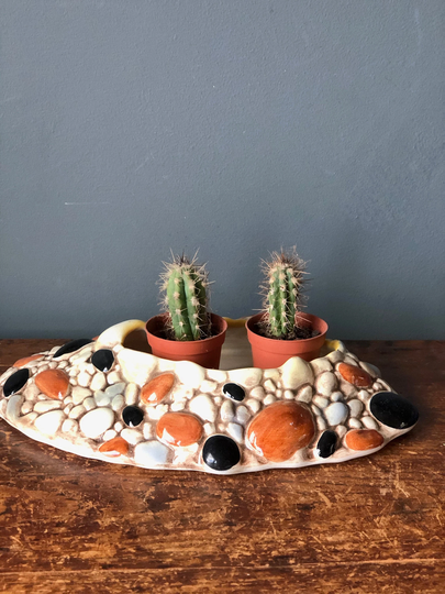 Vintage Sylvac Shallow Pebble Planter Succulent Cactus