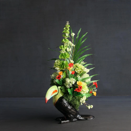 Felipe Toucan Planter Vase Porcelain Black 21.5 X 12.5 30cm Bohemian Home Decor