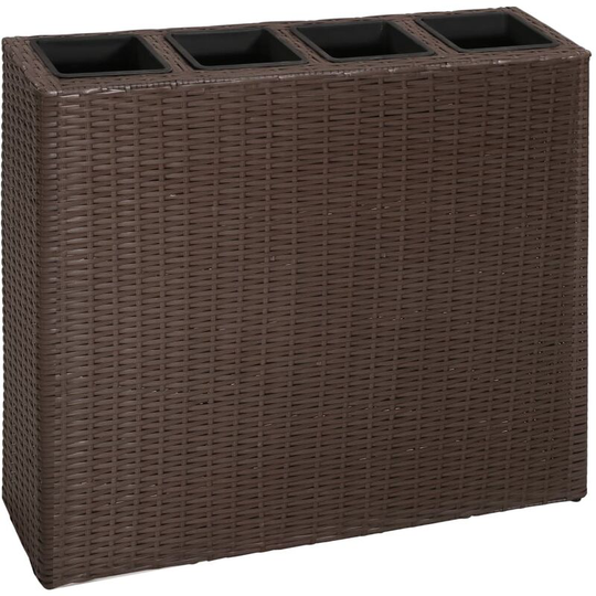 Garden Raised Bed with 4 Pots Poly Rattan Brown VDFF26350_UK - Topdeal