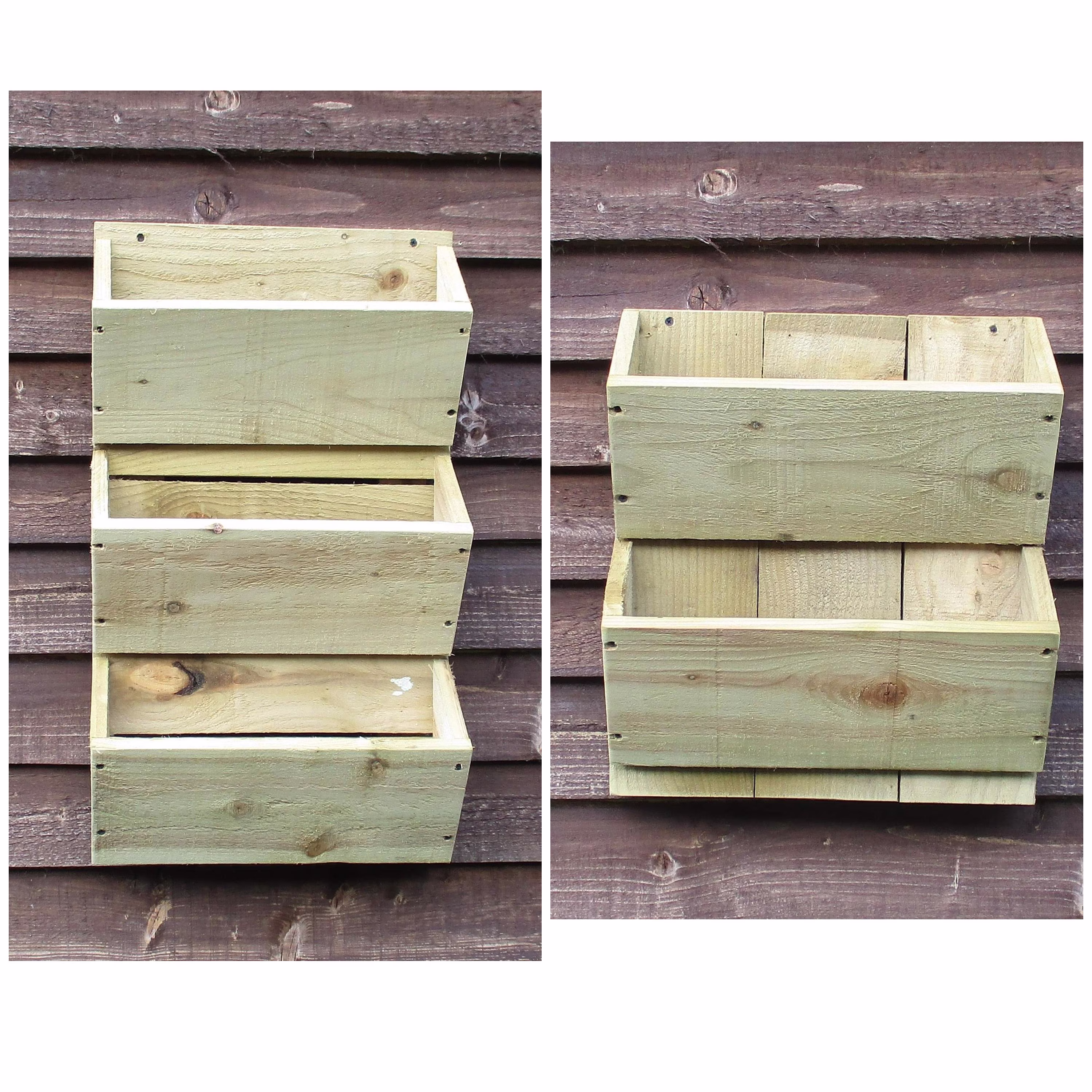 Wooden 2 Tier Or 3 Wall Mounted Flower, Herb, Strawberry, Bulb Planter