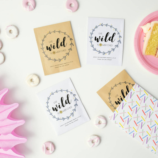 10 'Live Wild' Seed Packet Birthday Party Favours