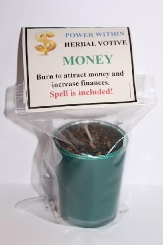 Money Candle, Herbal Spell Attract Money, Increase Finances, Soy Candle