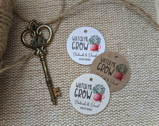 Mini Tag Watch Me Grow Tag. Succulent Favor Tag