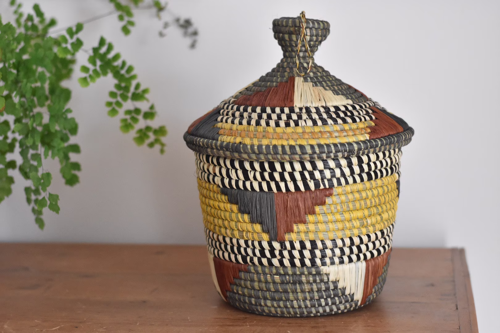Ugandan Storage Baskets | Ethnic Lidded Baskets, Ethical African Basket With Lid