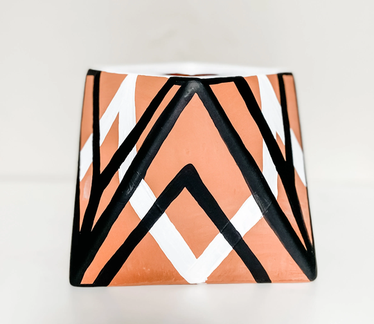 Herin Hand Painted Geometric Terra Cotta Planter Pot