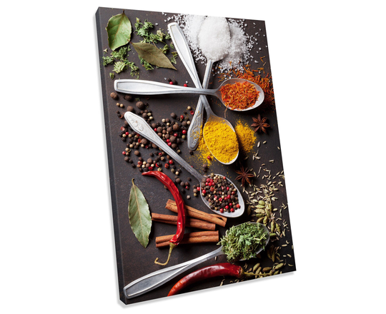 Cooking Spoons Kitchen Herbs & Spices Canvas Art Print Box Framed Picture Home Office Decor