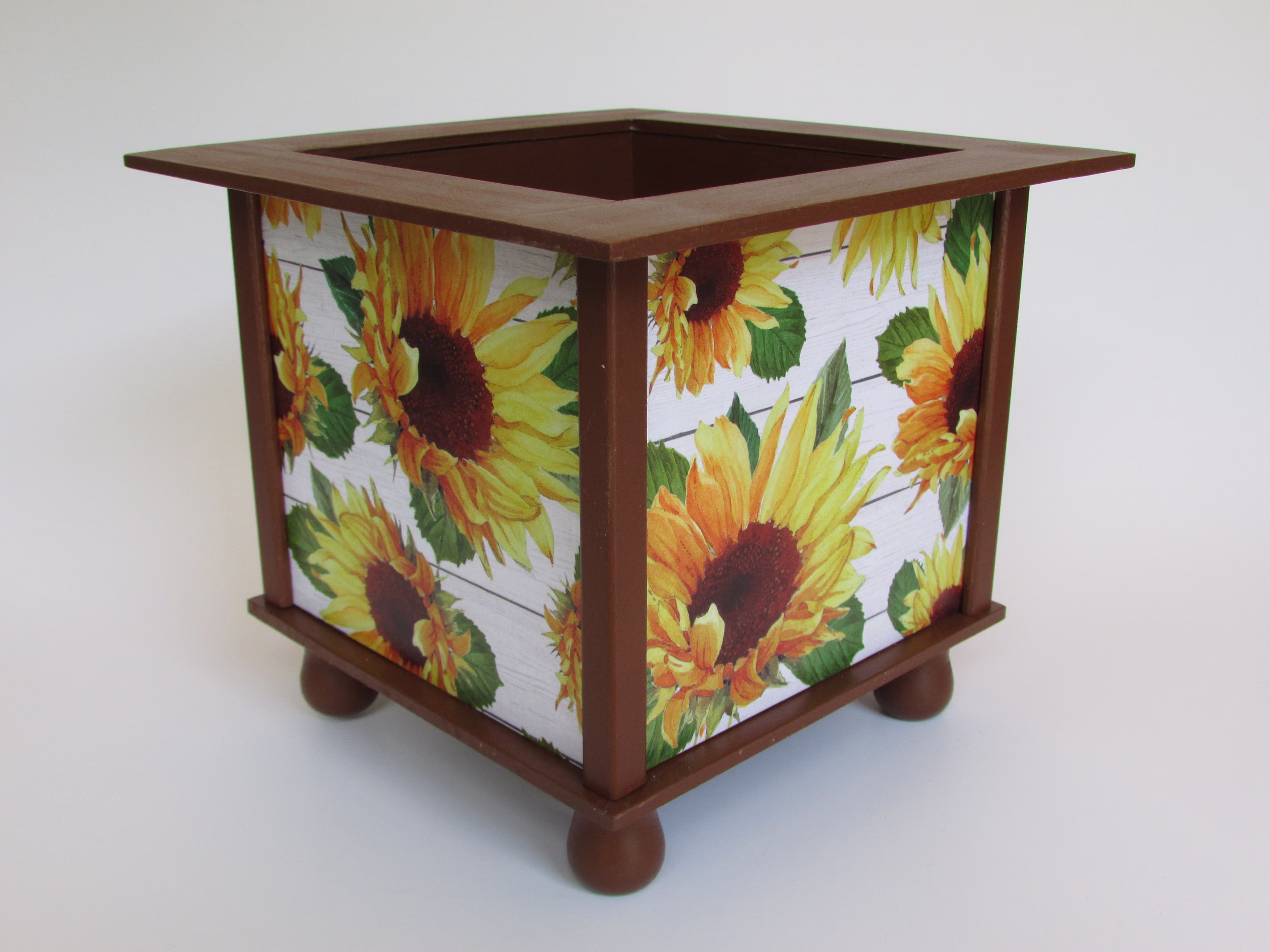 Sunflower Print Planter Box - Paint Stick Kitchen Decor
