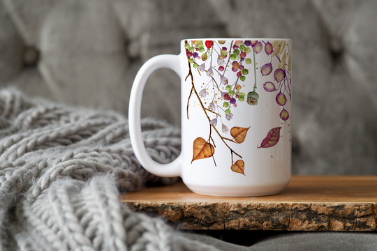 Colour Cascade Mug, Autumn Fall Season Foliage Mug 11 Oz Or 15 Large