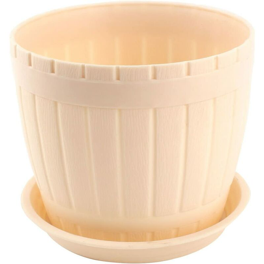 sourcing map Home Garden Plants Flowers Grass Plastic Cylinder Pot Holder Planting vegetables Beige