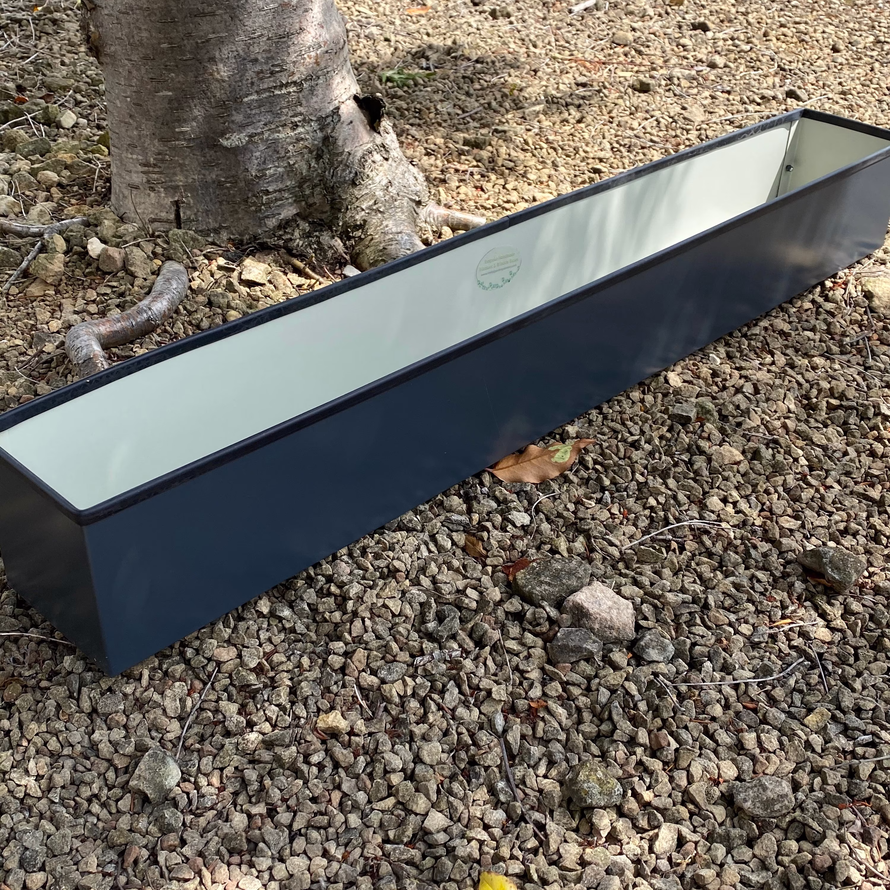 Black Window Box | Slate Blue Handmade Long Metal Planter Custom Size Windowsill