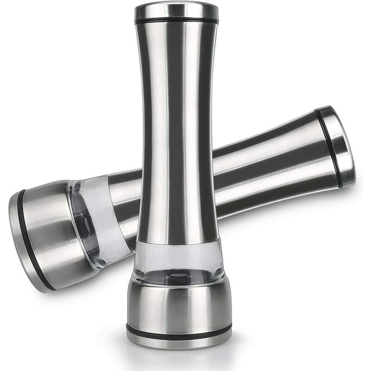Einemgeld - Pcs Salt And Pepper Mill Adjustable Grinder Grinder Ceramic Mechanism 304 Stainless Steel Brushed Acrylic Body Salt And Pepper Shakers