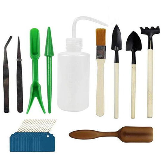 30PCS Garden Planting Tool Set Include Mini Rake Shovels Tweezer Cleaning Brush 20PCS Labels Bonsai Succulent Transplanting Miniature Fairy Mini