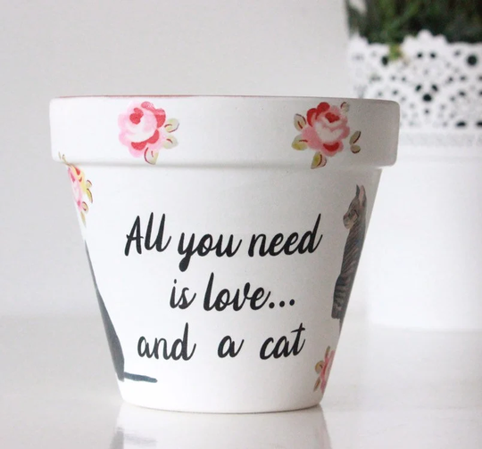 Cat Plant Pot, Cat Gifts, Gift For Women, Decor, Indoor Planter, Terracotta Owner