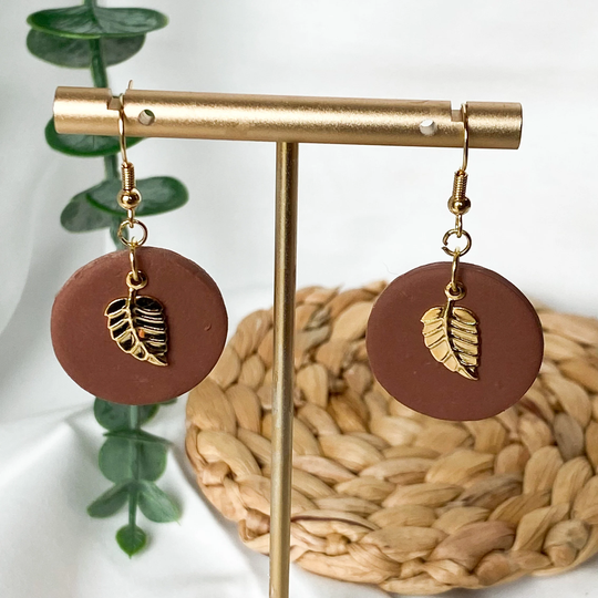 Polymer Clay & Gold Leaf Earrings | Seasonal 2021 Autumn Fall