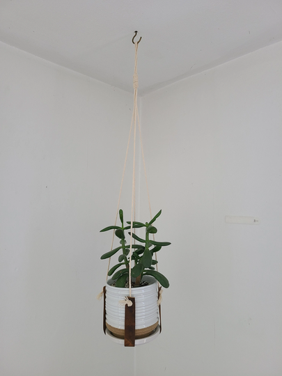 Leather Plant Hanger | Holder Hammock Stylish Genuine Mid-Century Decor Minimal Home