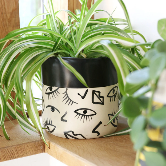 Large Ceramic Eyes & Lips Planter, H14cm