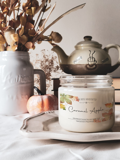 Caramel Apple - Fall Candles, Wood Wick, Ready For Autumn, Seasonal, Decor, Soy Wax, Autumn Candle, Harvest