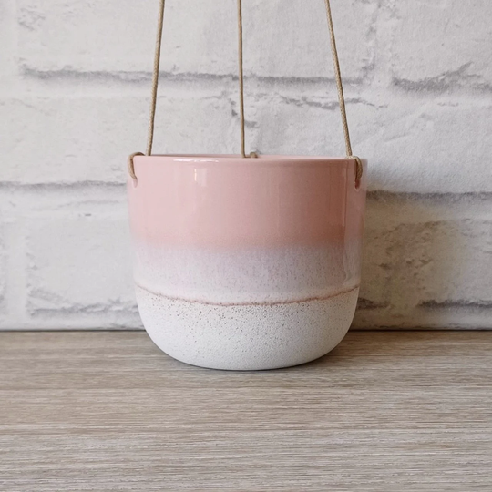 Pink Stone Effect Mojave Glaze Hanging Planters Flower Planter Holder Home Decoration Decor
