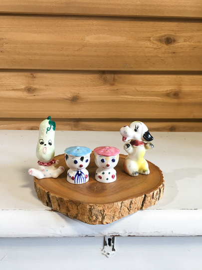 Vintage Salt Pepper Shakers Lot Japan Retro Decor Replacement Funky