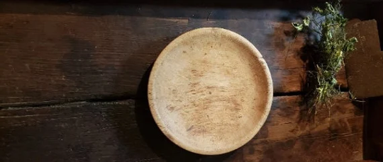 Antique Wooden Plate, Primitive, Original Surface