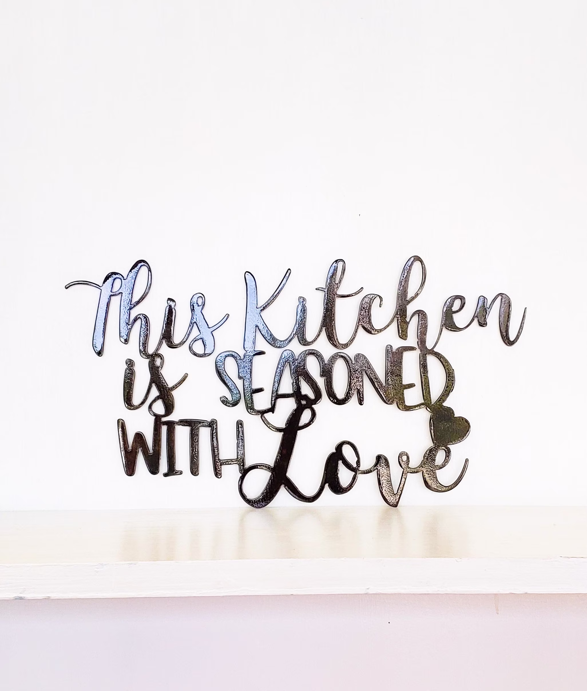 This Kitchen Is Seasoned With Love Metal Wall Art Sign Powder Coat | Handmade Home Decor Hanging Quote Decoration