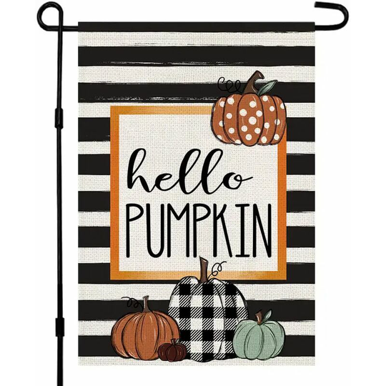 Kartokner - Thanksgiving Yard Decor Banner Fall Farmhouse Seasonal Yard Outdoor Decor Pumpkin Sign 30x45cm Fall Garden Banner HelloDouble Sided Linen