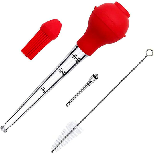 Perle Raregb - Syringe for curing turkey, seasoning injection with cleaning brush 4-piece syringe for poultry, turkey, cooking and barbecue sauce