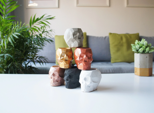 Skull Plant Pot, Geometric Human Skull Planter, Gothic Home Decor, Art