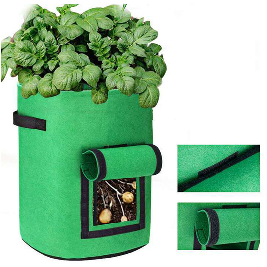Garden Planting Bags,2PCS 7 Gallon Vegetable Bag, Non-woven Fabric Window Potato Planting Bag (2, Green)