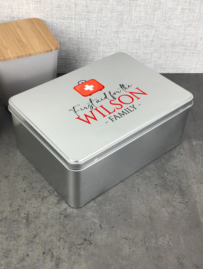 Personalised First Aid Medicine Tin, Pill Chest Family Gift Rh220-17