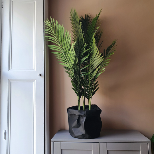 Braemar Xl 30cm Black Eco-Friendly Washable Kraft Paper Indoor Plant Pot Cover Or Storage Bag | Leather Feel