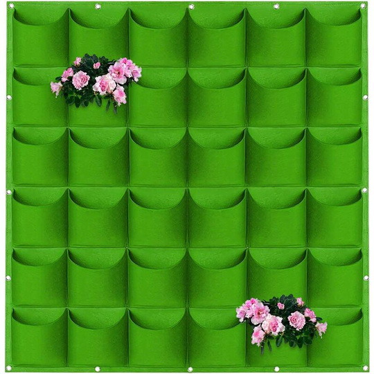 Wall Plant Bag,Wall Grow Bags, Hanging Planter Bag Outdoor Wall Flower Pot, Vertical Felt Wall Plant Bag (Green)