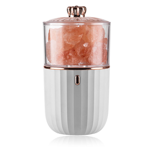 Litzee - Natural Salt Lamp, Crystal Rock Salt Lamp, Healthy Small Mine Lava Salt Night Lamp, for Bedrooms and Offices, Rechargeable, White