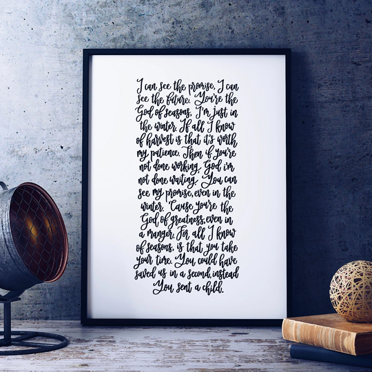Seasons Song Lyric Print