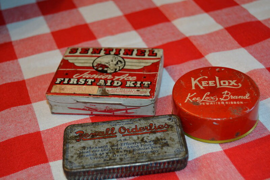 Vintage Tin Assortment - Medicine Tins & Typewriter