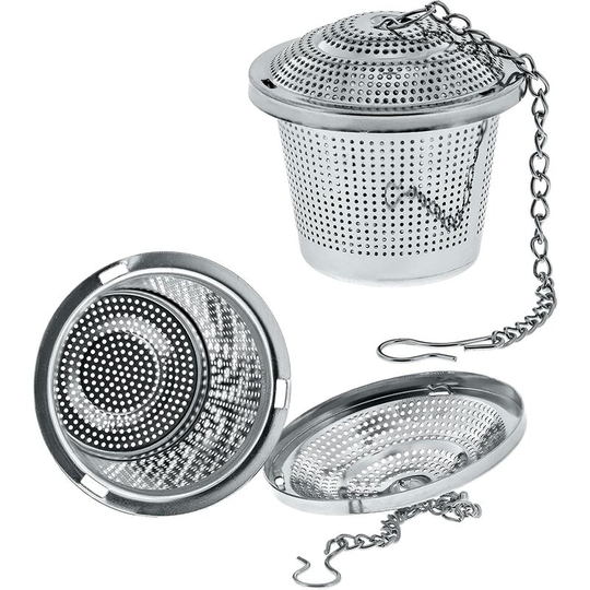 Sun Flowergb - 2 Premium Stainless Steel Tea Strainer Infusers - 2' Size with Micro Perforated Mesh - Steep Loose Leaf Tea, Herbs, Spices and