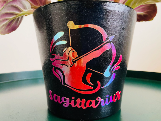Sagittarius Zodiac Plant Pot - 4 Inch Planter With Drainage Hole, Made Clay Terra Cotta