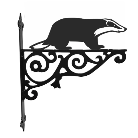 Badger Ornamental Hanging Bracket - Contemporary Basket Wall Mounted Decorative Garden Black