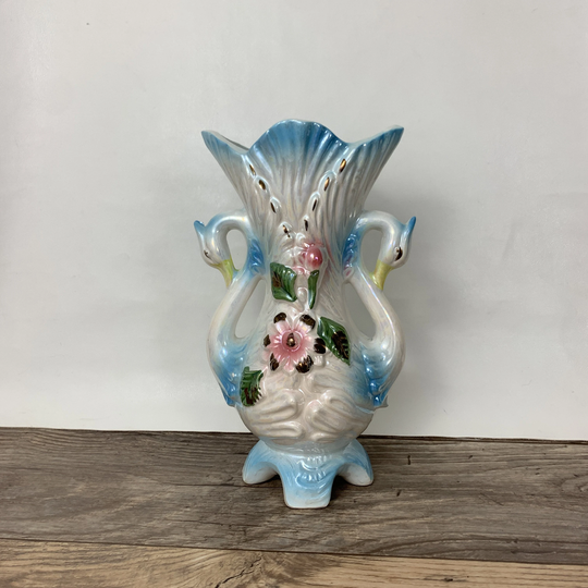 Vintage Lusterware Vase With Swans