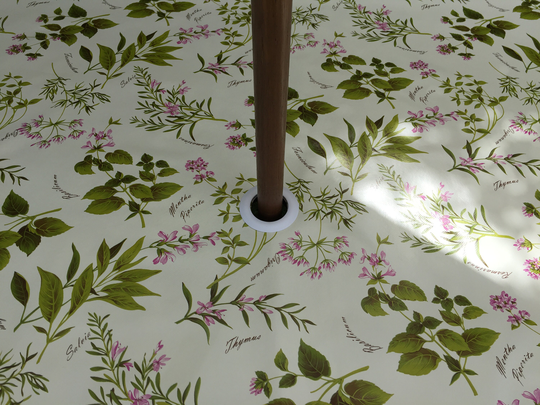 Rectangle Herb Garden Wipe Clean PVC Tablecloth With Parasol Hole