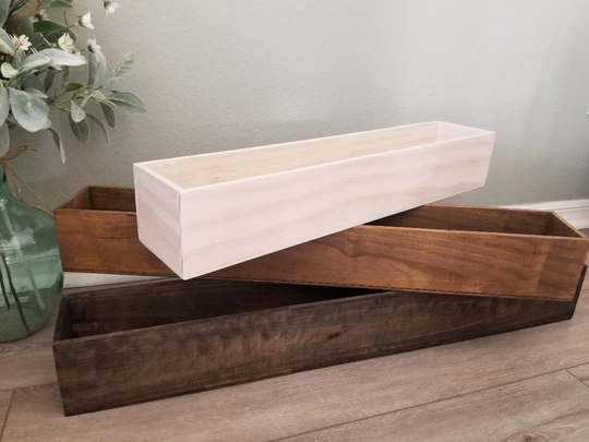 Wood Planter Box, Rustic Unfinished Wood, Indoor Boxbox, Farmhouse Home Decor