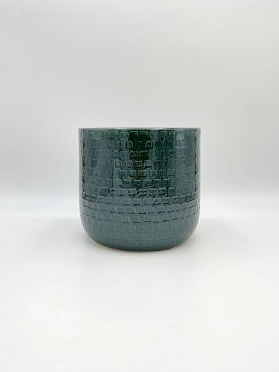 Clearance, Handmade Emerald Green Patterned Ceramic Pot, Eye Cather Planter, House Plant D19cm, This Item Might Have Some Faults