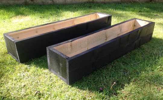 2 X 150cm | Approx. 5Ft Long Wooden Garden Planters - Painted Cuprinol Black Ash- Ready Assembled With Fast&free Delivery