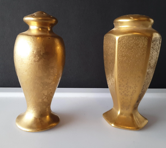 24K Gold Pickard Salt Shaker & Coordinating Pepper