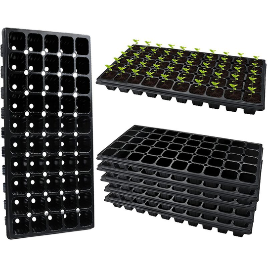 5 Pieces 50 Cells Plastic Seed Trays Vegetable Seedling Tray Seed Germination Tray Grow Tray with Drainage Holes for Garden Vegetables Fruits Flowers