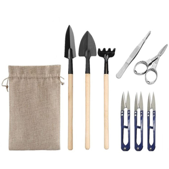 Lifcausal - 9PCS Mini Garden Planting Tool Set for Succulents Weeding Digging Planting Fairy Garden Cactus Bonsai Planting Gardening Hand Tools