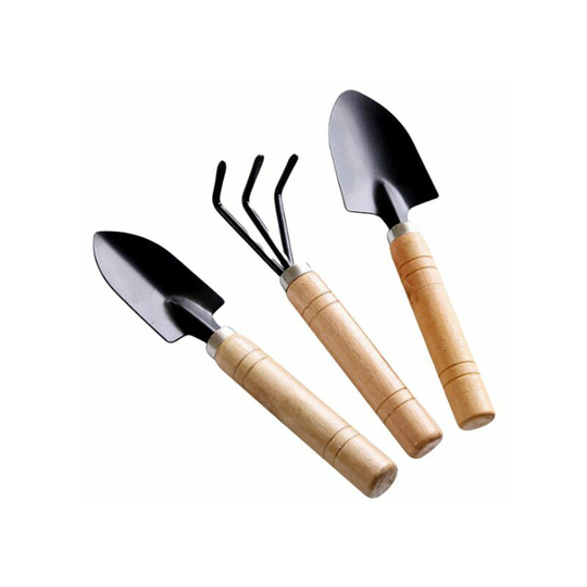 Deckon - 3 Pcs Mini Garden Tools, Small Rake and Shovel Set, Small Shovel Rake and Spade Wooden Handle for Potted Plants for Garden Plants Indoor