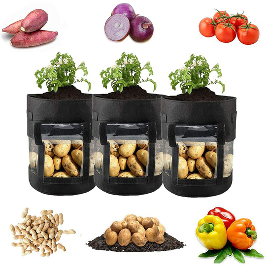 Potato Planting Bag, Grow Potato Grow Bag, with Handles, for Planting Potato/Carrot/Tomato Planting Bags, 3 Pieces.