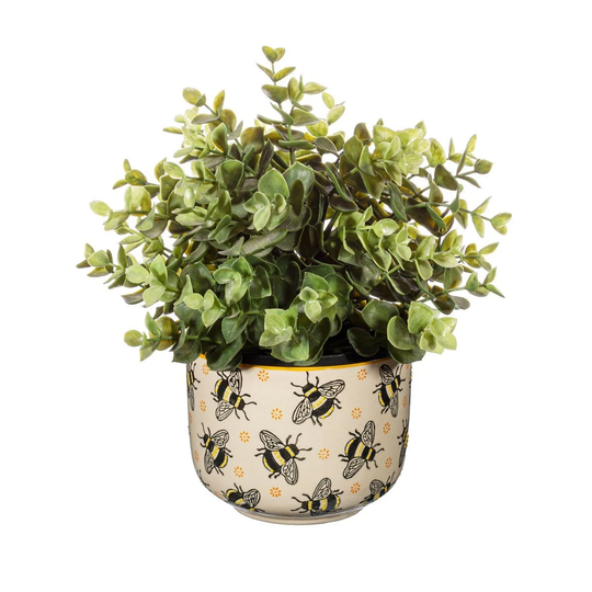 Hand Painted Busy Bees Large Planter Iris078